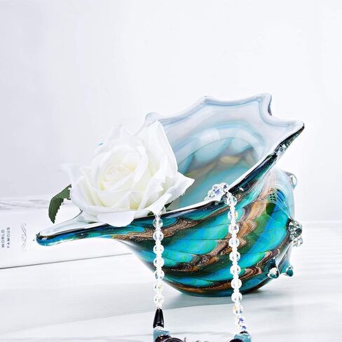 تماثيل محارة زجاجية منفوخة يدويًا مقاس 9 بوصات من QFkris، زينة مجموعة حيوانات البحر، منحوتة صدف زجاجية فنية للقطعة المركزية للمنزل in Kuwait