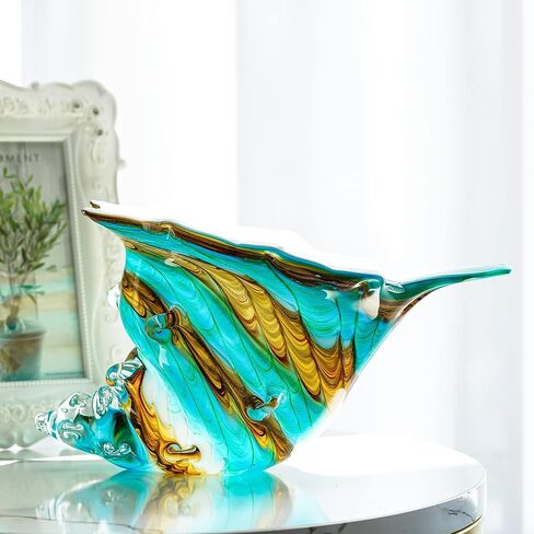 تماثيل محارة زجاجية منفوخة يدويًا مقاس 9 بوصات من QFkris، زينة مجموعة حيوانات البحر، منحوتة صدف زجاجية فنية للقطعة المركزية للمنزل in Kuwait