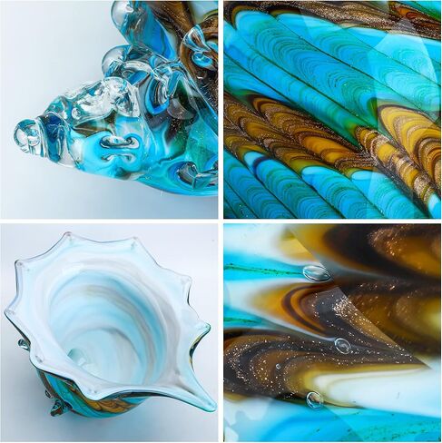 تماثيل محارة زجاجية منفوخة يدويًا مقاس 9 بوصات من QFkris، زينة مجموعة حيوانات البحر، منحوتة صدف زجاجية فنية للقطعة المركزية للمنزل in Kuwait