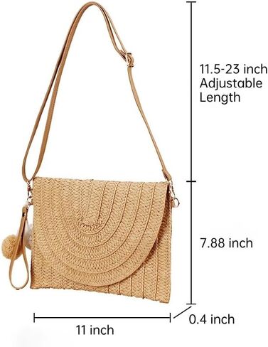 AAESG Straw Shoulder Bag Clutch Crossbody Bag Beach Handmade Bag Woven Rattan Bag for Women Envelope Purse Wallet in Saudi Arabia