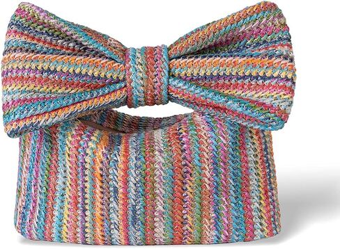 YYW المرأة القش مخلب المحفظة المنسوجة Bowknot المغلف حقيبة يد الزفاف حقيبة صغيرة للحزب المهنة in Kuwait