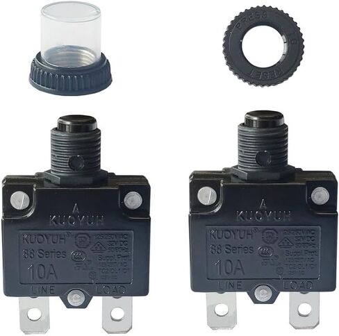 KUOYUH Circuit Breaker Thermal Overload 88 Series 15A Quick Connect Terminals 32VDC 125/250VAC 50/60Hz Push-to-Reset with Waterproof Transparent Dust Cover 2-Pack (15A) in Saudi Arabia