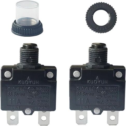 KUOYUH Circuit Breaker Thermal Overload 88 Series 15A Quick Connect Terminals 32VDC 125/250VAC 50/60Hz Push-to-Reset with Waterproof Transparent Dust Cover 2-Pack (15A) in Saudi Arabia