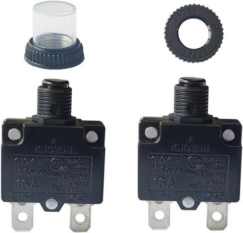 KUOYUH Circuit Breaker Thermal Overload 88 Series 15A Quick Connect Terminals 32VDC 125/250VAC 50/60Hz Push-to-Reset with Waterproof Transparent Dust Cover 2-Pack (15A) in Saudi Arabia