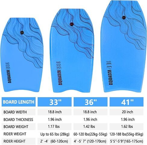 AQUARM XPE Bodyboard 33-inch/36-inch/41-inch Bodyboarding with Premium Wrist Leash and Fin Tethers, Super Lightweight & Slick Bottom Perfect Surfing for Kids Teens and Adults in Saudi Arabia