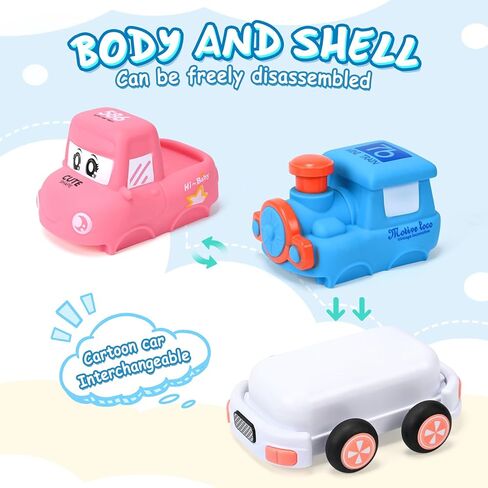 Toy Cars for 1 Year Old Boy Gifts Inertia Car with Replaceable Body Shell Toy Trucks for Toddlers 1-3 Car Toys Boy Toys for Toddlers 12-18 Months Birthday Xmas Gift in Kuwait