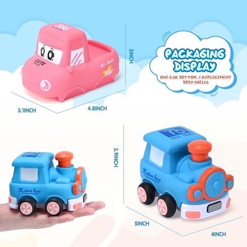 Toy Cars for 1 Year Old Boy Gifts Inertia Car with Replaceable Body Shell Toy Trucks for Toddlers 1-3 Car Toys Boy Toys for Toddlers 12-18 Months Birthday Xmas Gift in Kuwait