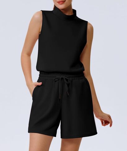 Casly Lamiit Women's Summer 2 Piece Outfits Mock Neck Tank Top High Waisted Shorts Lounge Sets 2024 Fashion Tracksuit in Saudi Arabia