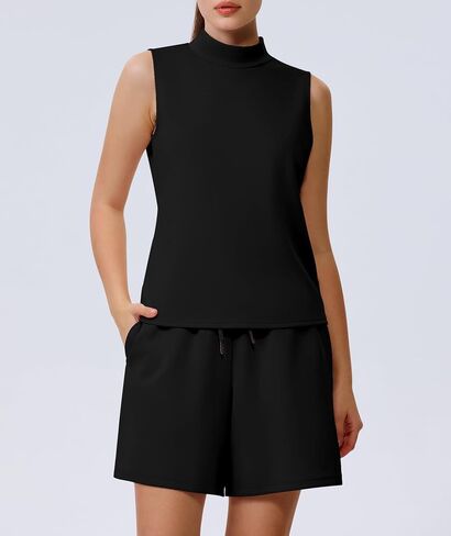 Casly Lamiit Women's Summer 2 Piece Outfits Mock Neck Tank Top High Waisted Shorts Lounge Sets 2024 Fashion Tracksuit in Saudi Arabia