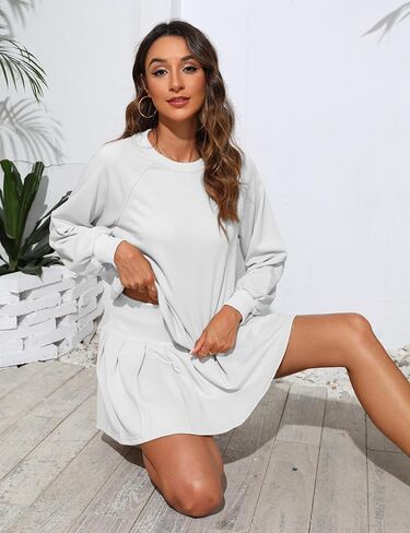 طقم ملابس نسائية صيفي مكون من قطعتين من Freyhem، بلوفر بأكمام طويلة، وتنورة مطوية، ملابس مريحة in Kuwait