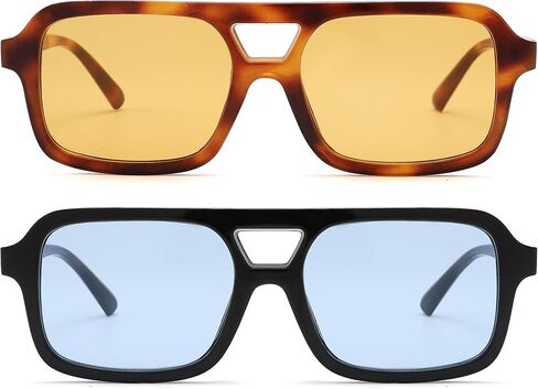 نظارة شمسية Pro Acme Retro 70s Square Aviator للنساء والرجال بظلال عصرية مسطحة كلاسيكية in Kuwait