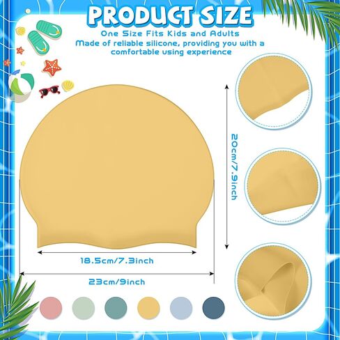Velmitten 6 Pcs Unisex Adult Kid Silicone Swim Cap Waterproof Swimming Caps for Women and Men Comfortable Non Slip Swim Hat Elastic Swimming Cap for Long and Short Hair in Saudi Arabia