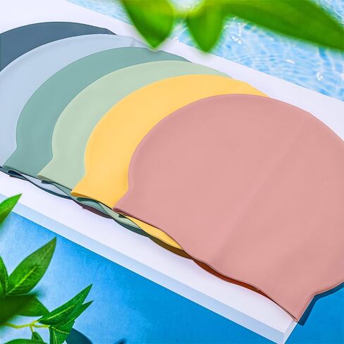 Velmitten 6 Pcs Unisex Adult Kid Silicone Swim Cap Waterproof Swimming Caps for Women and Men Comfortable Non Slip Swim Hat Elastic Swimming Cap for Long and Short Hair in Saudi Arabia