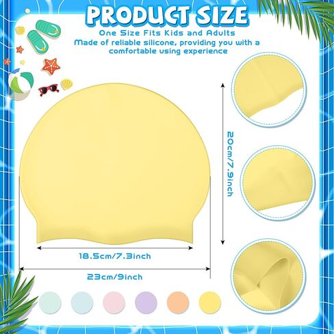Velmitten 6 Pcs Unisex Adult Kid Silicone Swim Cap Waterproof Swimming Caps for Women and Men Comfortable Non Slip Swim Hat Elastic Swimming Cap for Long and Short Hair in Saudi Arabia