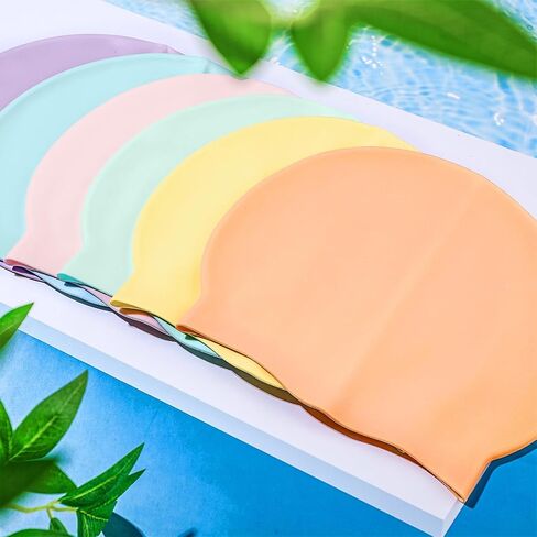 Velmitten 6 Pcs Unisex Adult Kid Silicone Swim Cap Waterproof Swimming Caps for Women and Men Comfortable Non Slip Swim Hat Elastic Swimming Cap for Long and Short Hair in Saudi Arabia