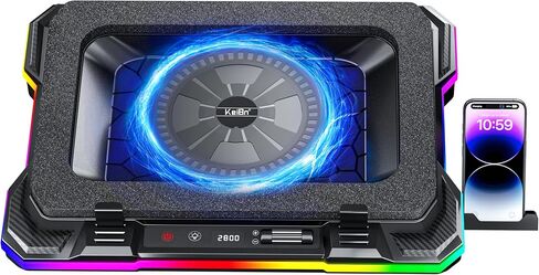 KeiBn Gaming Laptop Cooling Pad, Laptop Cooling Stand with 5.5inch External Cooling Fan, Rapid Cooling Laptop 15.6-19.3inch, Infinitely Variable Speed, 8 Height Stands, 4 USB Ports in Saudi Arabia