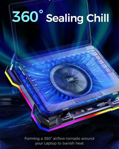 KeiBn Gaming Laptop Cooling Pad, Laptop Cooling Stand with 5.5inch External Cooling Fan, Rapid Cooling Laptop 15.6-19.3inch, Infinitely Variable Speed, 8 Height Stands, 4 USB Ports in Saudi Arabia