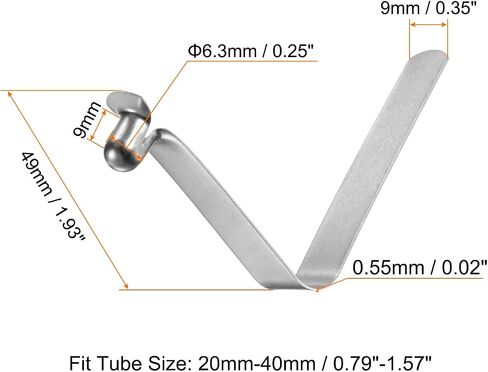 HARFINGTON 5pcs Single Button Kayak Paddle Snap Spring Clip 37mm x 6mm 65Mn Spring Steel V-Shaped Hollow Lift Telescopic Locking Tube Pole Clips for Tent Umbrella Camping,Silver Tone in Saudi Arabia