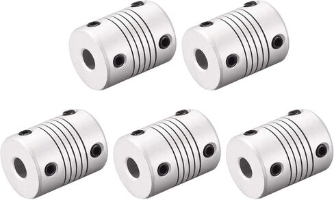 uxcell 6mm to 9mm Aluminum Alloy Shaft Coupling Flexible Coupler Motor Connector Joint L25xD19 Silver,5pcs in Saudi Arabia