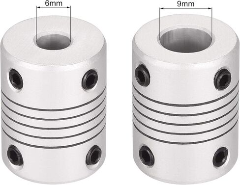 uxcell 6mm to 9mm Aluminum Alloy Shaft Coupling Flexible Coupler Motor Connector Joint L25xD19 Silver,5pcs in Saudi Arabia
