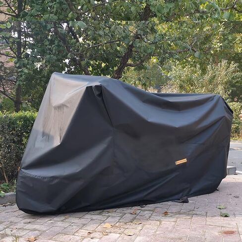 Motorcycle Cover-Motorcycle Covers Waterproof Outdoor Storage,Motorbikes Vehicle Moped Cover Waterproof Outdoor,Fits up to 104" Motors (Black-Silver, XXXL-104 inch) in Saudi Arabia