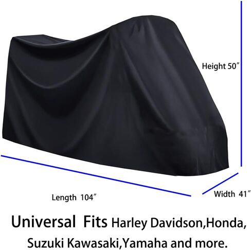 Motorcycle Cover-Motorcycle Covers Waterproof Outdoor Storage,Motorbikes Vehicle Moped Cover Waterproof Outdoor,Fits up to 104" Motors (Black-Silver, XXXL-104 inch) in Kuwait