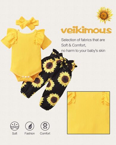 Newborn Baby Girl Clothes Infant Girl Outfits 0 3 6 12 18 Months Clothes for Girls Headband Clothing Set in Kuwait