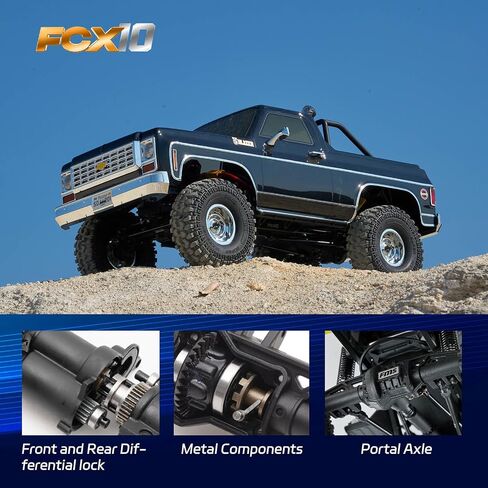 FMS 1/10 RC Crawler FCX10 Chevy K5 Blazer RC سيارة مرخصة رسميًا RC نموذج سيارة RC بيك اب شاحنة هواية RC شاحنة الطرق الوعرة DIG/4WD/FWD 11CH 2.4 جيجا هرتز RC نموذج سيارة التحكم عن بعد للبالغين (أسود) in Saudi Arabia