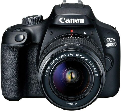 مجموعة Canon EOS 4000D + EF-S 18-55 DC III، 3011C003 (DC III) (النموذج الدولي) (متجدد) in Kuwait