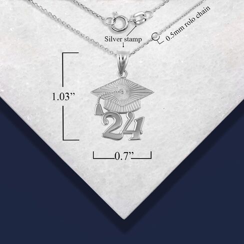 Claddagh Gold .925 الجنيه الاسترليني 2023 إلى 2027 قلادة قبعة التخرج فقط in Kuwait