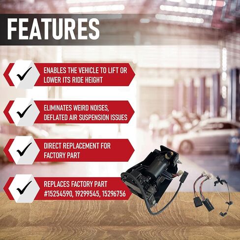 Air Suspension Compressor With Bracket - Air Bag System - Replaces 15254590, 19299545, 15296756 - Compatible with Cadillac, Chevy and GMC SUVs - Escalade, Avalanche, Suburban, Tahoe, Yukon, XL1500 in Saudi Arabia