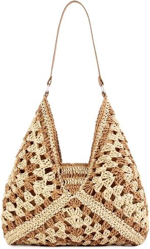 Rejolly سترو هوبو حقيبة للنساء حمل حقيبة الصيف عطلة الشاطئ حقائب بوهو البوهيمي نمط الكتف المحفظة in Kuwait