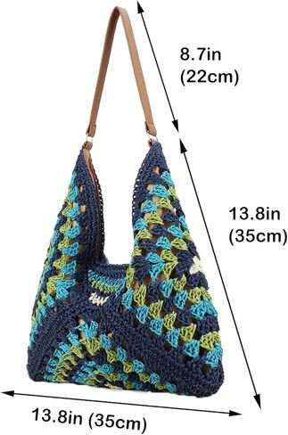 Rejolly سترو هوبو حقيبة للنساء حمل حقيبة الصيف عطلة الشاطئ حقائب بوهو البوهيمي نمط الكتف المحفظة in Kuwait