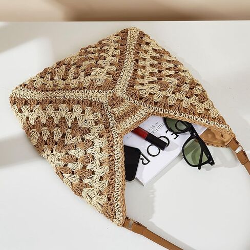 Rejolly سترو هوبو حقيبة للنساء حمل حقيبة الصيف عطلة الشاطئ حقائب بوهو البوهيمي نمط الكتف المحفظة in Kuwait