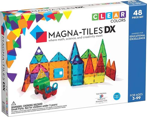 MAGNA-TILES DX مجموعة بناء مغناطيسية مكونة من 48 قطعة، العلامة التجارية الأصلية للبناء المغناطيسي in Kuwait