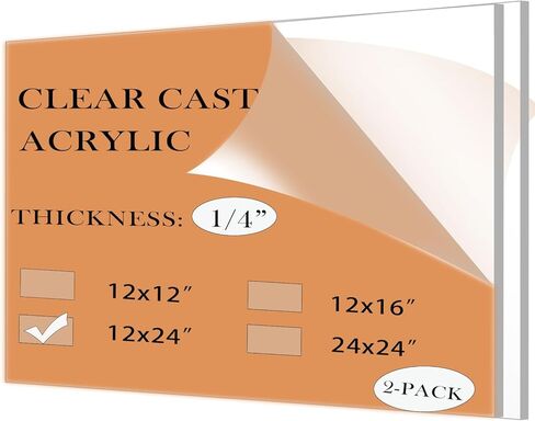 لوح أكريليك شفاف مقاس 24 × 24 بوصة زجاج شبكي 1/4 للقطع بالليزر والحرف اليدوية والمشاريع الفنية in Kuwait
