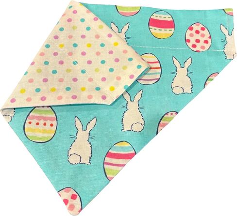 Spring Dog Bandana | Colorful | Pastel | Stripes | Polka Dots | Reversible Slip On Dog Bandana | Slip Over The Collar Bandana | For Small Medium Or Large Dogs (Wavy stripes and polka dots, M) in Saudi Arabia