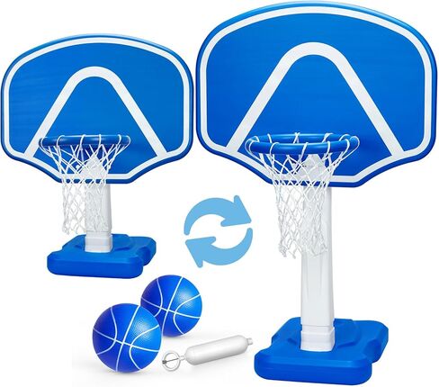 perbyste بركة كرة السلة هوب، قابل للتعديل ارتفاع الأطواق كرة السلة بجانب حمام السباحة، ألعاب البلياردو مع كرتين ومضخة، حمام السباحة لعبة كرة السلة ألعاب المياه ألعاب البلياردو ألعاب البلياردو للأطفال البالغين الأسرة in Kuwait