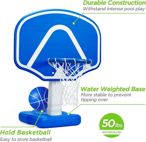 perbyste بركة كرة السلة هوب، قابل للتعديل ارتفاع الأطواق كرة السلة بجانب حمام السباحة، ألعاب البلياردو مع كرتين ومضخة، حمام السباحة لعبة كرة السلة ألعاب المياه ألعاب البلياردو ألعاب البلياردو للأطفال البالغين الأسرة in Kuwait