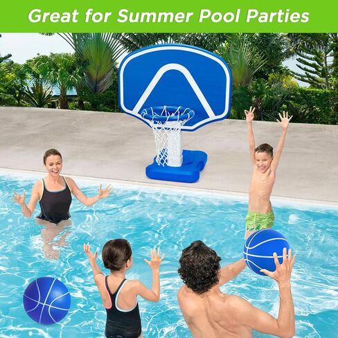 perbyste بركة كرة السلة هوب، قابل للتعديل ارتفاع الأطواق كرة السلة بجانب حمام السباحة، ألعاب البلياردو مع كرتين ومضخة، حمام السباحة لعبة كرة السلة ألعاب المياه ألعاب البلياردو ألعاب البلياردو للأطفال البالغين الأسرة in Kuwait