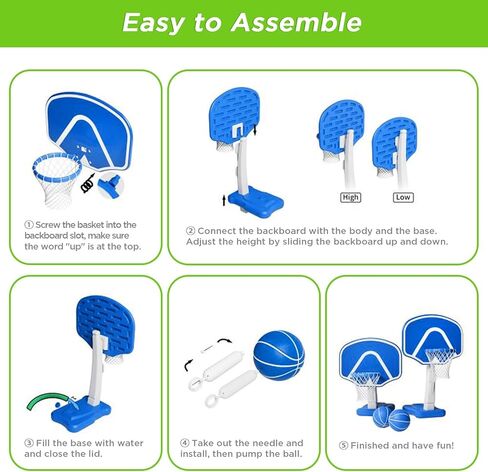 perbyste بركة كرة السلة هوب، قابل للتعديل ارتفاع الأطواق كرة السلة بجانب حمام السباحة، ألعاب البلياردو مع كرتين ومضخة، حمام السباحة لعبة كرة السلة ألعاب المياه ألعاب البلياردو ألعاب البلياردو للأطفال البالغين الأسرة in Kuwait
