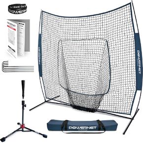 PowerNet Baseball Softball Practice Net 7x7 with Baseball Accessories for Practice Pitching, Batting & Fielding, Ball Caddy, Weighted Baseballs, Tee in Kuwait