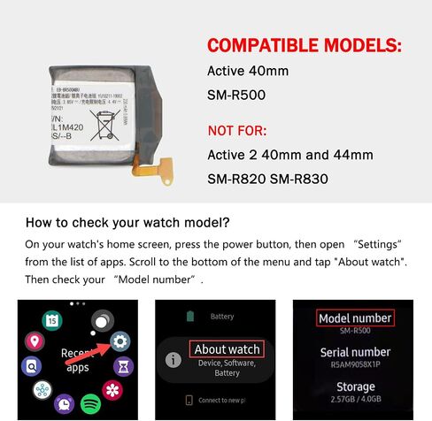 R890 Battery Compatible with Samsung Galaxy Watch 4 Classic 46mm SM-R890 Replacement EB-BR890ABY with Professional Repair Tools Kit in Saudi Arabia