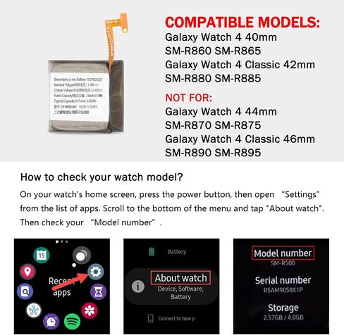 R890 Battery Compatible with Samsung Galaxy Watch 4 Classic 46mm SM-R890 Replacement EB-BR890ABY with Professional Repair Tools Kit in Saudi Arabia