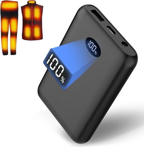 Battery Pack for Heated Vest Jacket Coat Pants and Heating Underwear, 5V2A Heated Clothing Replacement Battery Pack (Black, 5V2A USB Port 10000mAh) in Kuwait
