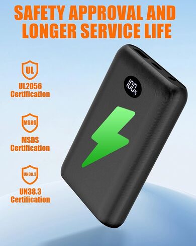 Battery Pack for Heated Vest Jacket Coat Pants and Heating Underwear, 5V2A Heated Clothing Replacement Battery Pack (Black, 5V2A USB Port 10000mAh) in Kuwait