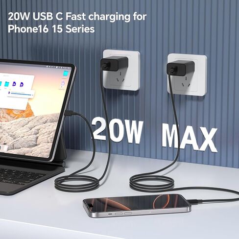 Fast Charger for Phone 16/15 Charger,2 Pack Type C Wall Charger Block with 2 Pack 6FT/10FT Long USB C to USB C,for Phone 16/15/Max/Pro,Pad,for Swiitchh,Samsunngg,Purple in Saudi Arabia
