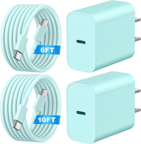 Fast Charger for Phone 16/15 Charger,2 Pack Type C Wall Charger Block with 2 Pack 6FT/10FT Long USB C to USB C,for Phone 16/15/Max/Pro,Pad,for Swiitchh,Samsunngg,Purple in Saudi Arabia