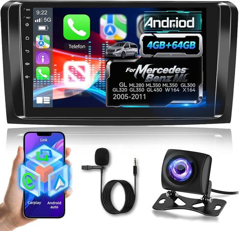4+64g Android Car Steroo for Mercedes Benz ML GL ML350 GL450 W164 GL320 X164 ML500 ML280 GL350 2005-2011 ، CARPLAY و Android Auto - 9 بوصة in Kuwait