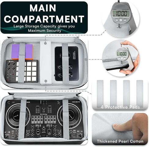 DJ Bag for DDJ-FLX4/DDJ 200/DDJ 400/DDJ REV1, Padded DJ Controller Crossbody Bag with 4 Pockets for 17.3 Inch Laptop, Cables, DJ Mixer Case with Adjustable Shoulder Strap for DJ Equipment in Kuwait